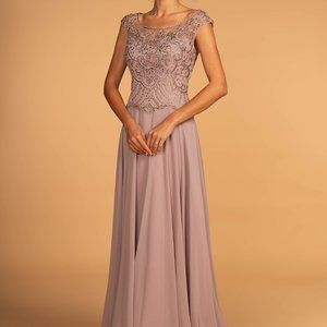 NEW MAUVE MOTHER OF BRIDE Illusion Sweetheart Neck Long Prom Dress GSGL2523